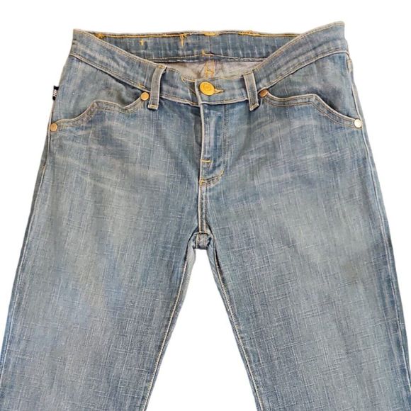 Women's vintage Y2K Mid-rise Jeans Straight 90's Light Denim Pants Blue boot cut - Picture 2 of 16